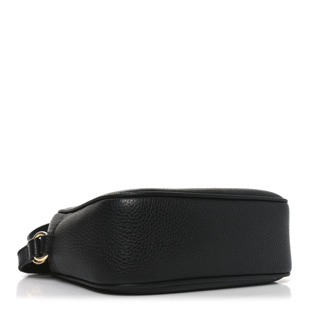 Pebbled Calfskin Small Soho Disco Bag Black