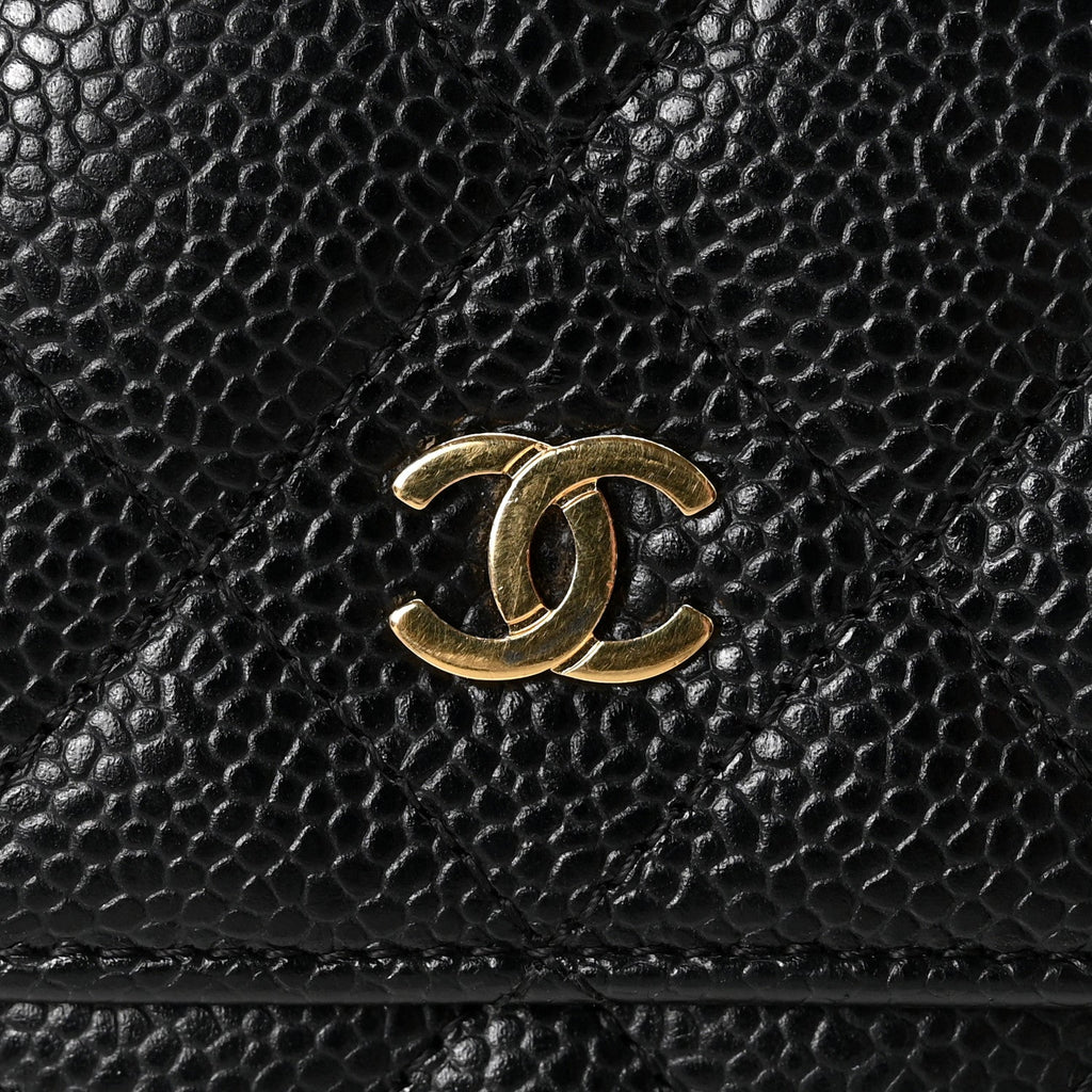 Caviar Quilted Wallet On Chain WOC Black