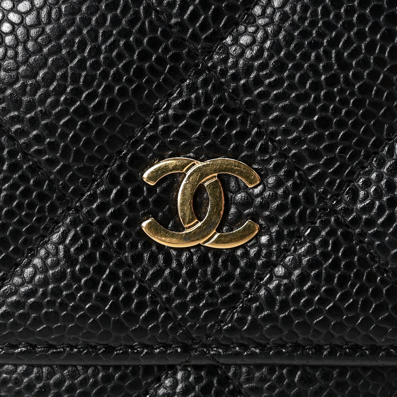 Caviar Quilted Wallet On Chain WOC Black