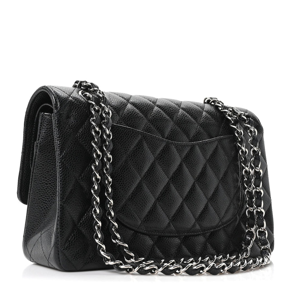 Caviar Quilted Medium Double Flap Black