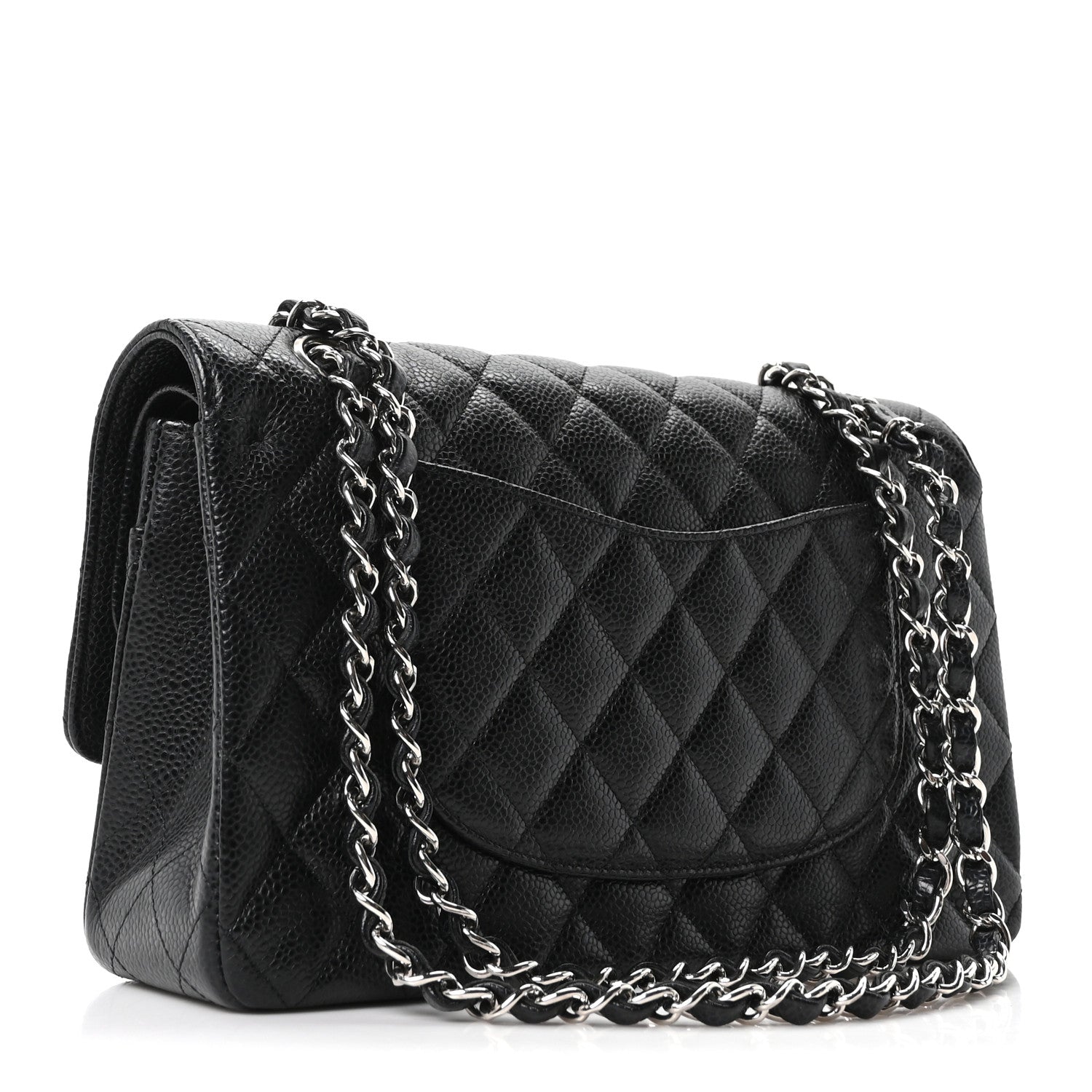Caviar Quilted Medium Double Flap Black