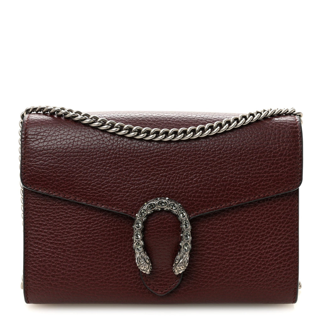 Dollar Calfskin Crystal Mini Dionysus Chain Wallet Vintage Bordeaux