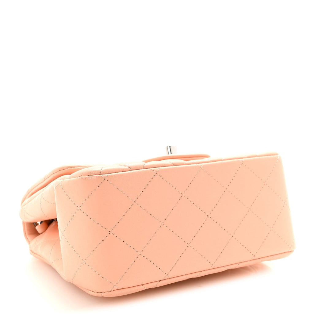 Lambskin Quilted Mini Square Flap Light Pink