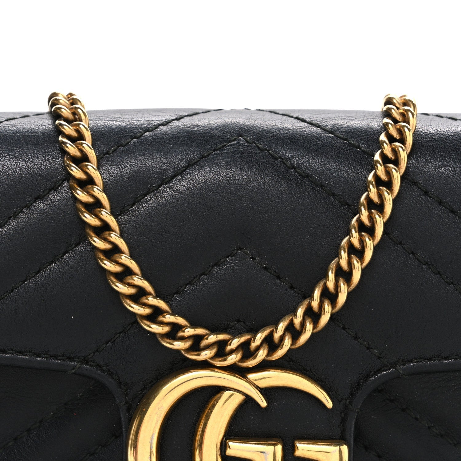 Calfskin Matelasse Super Mini GG Marmont Shoulder Bag Black