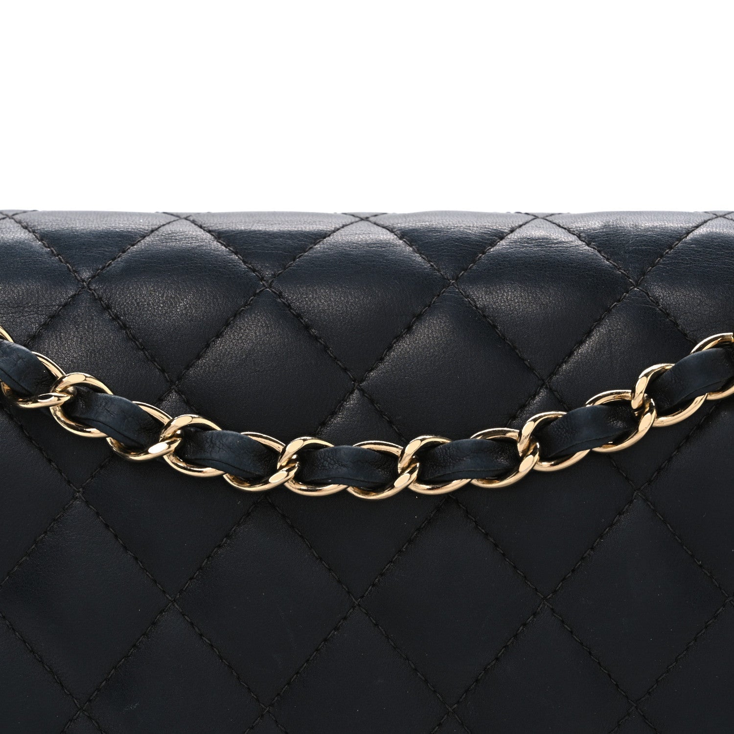 Lambskin Quilted Medium Double Flap Black