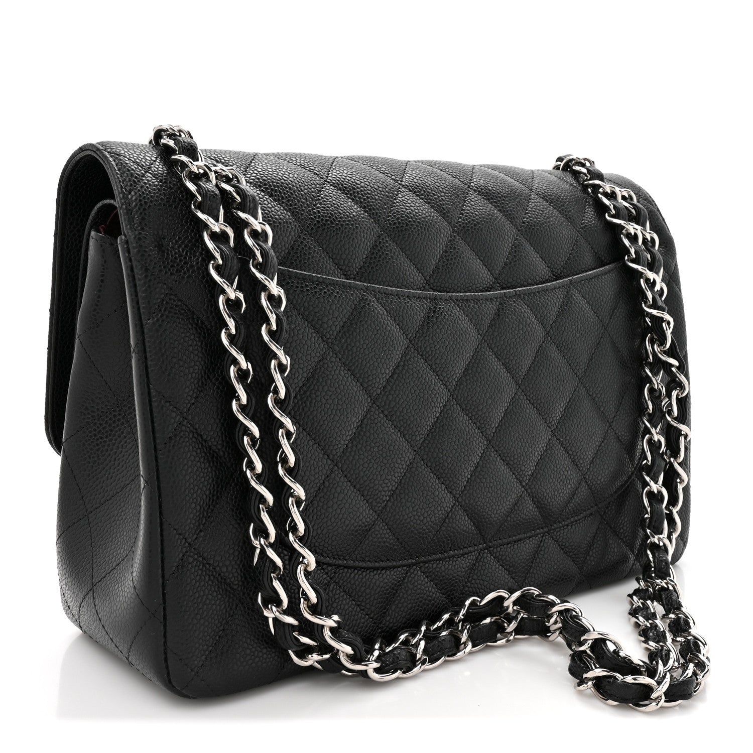 Caviar Quilted Jumbo Double Flap Black