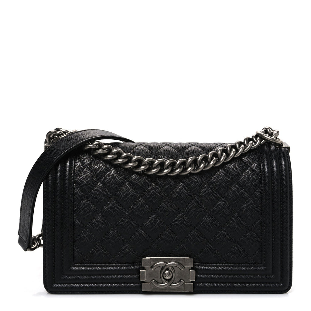 Caviar Quilted Medium Boy Flap Black