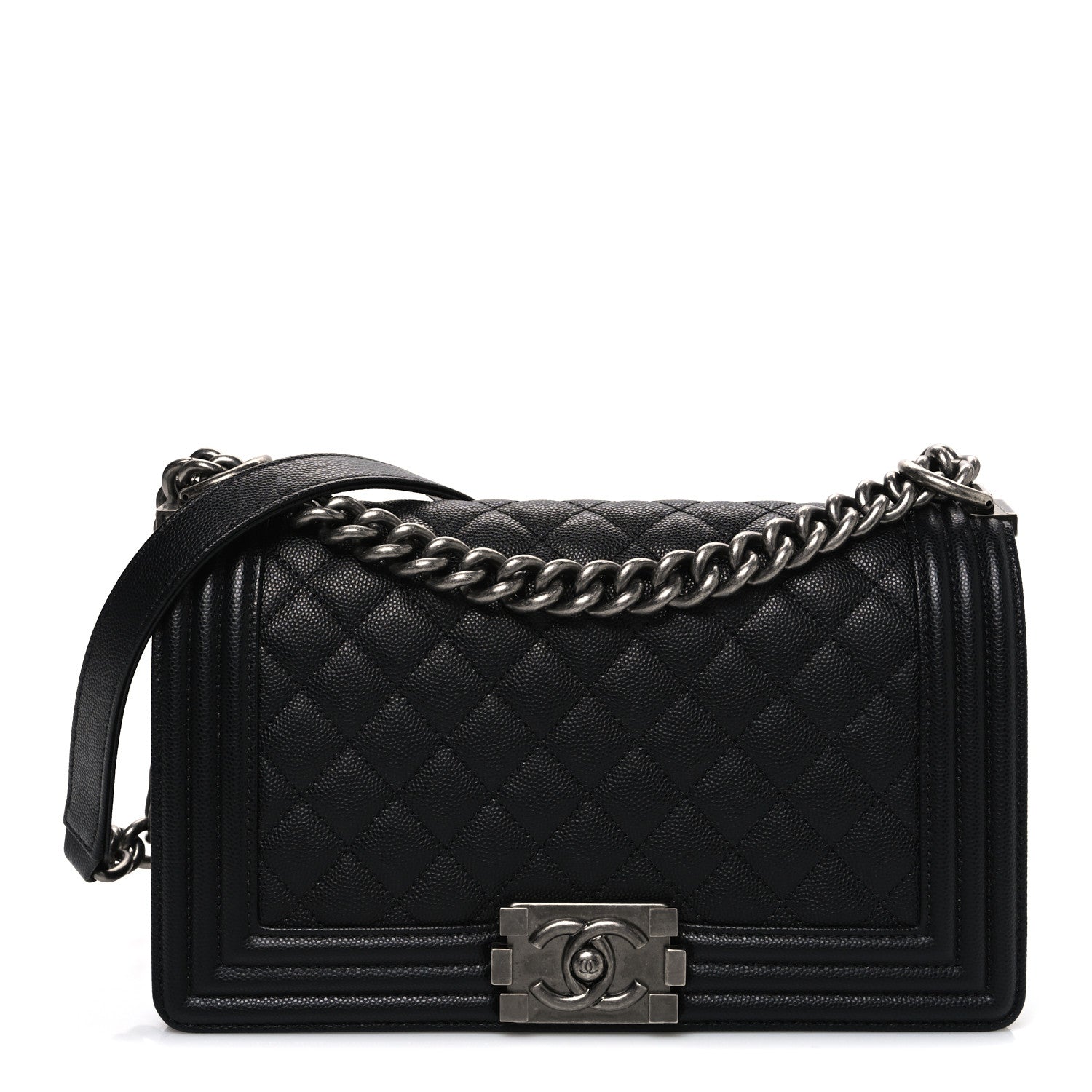 Caviar Quilted Medium Boy Flap Black