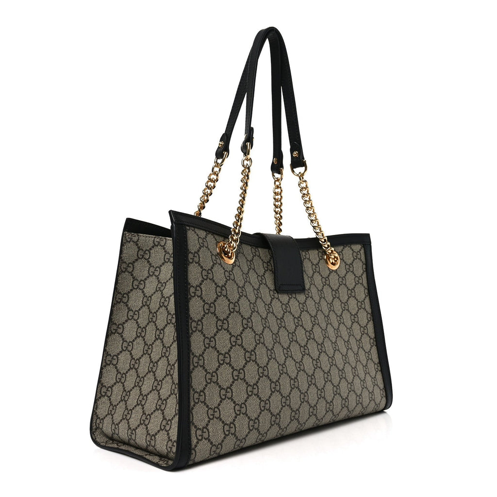 GG Supreme Monogram Medium Padlock Tote Black
