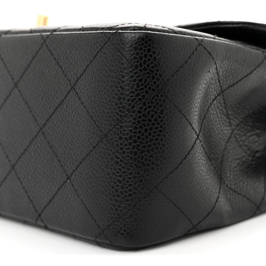 Caviar Quilted Jumbo Double Flap Black