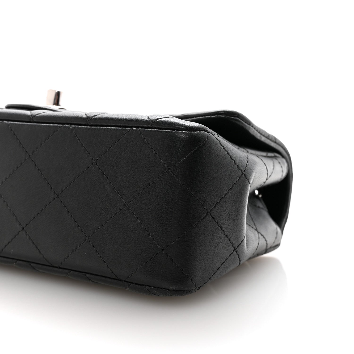 Lambskin Quilted Mini Rectangular Flap Black