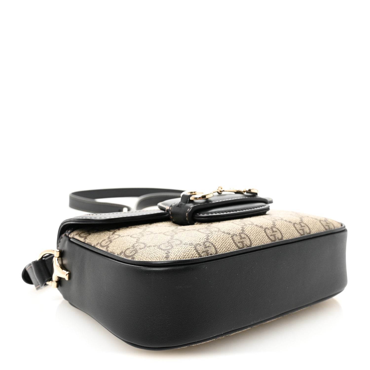GG Supreme Monogram Horsebit 1955 Soft Small Shoulder Bag Beige Black