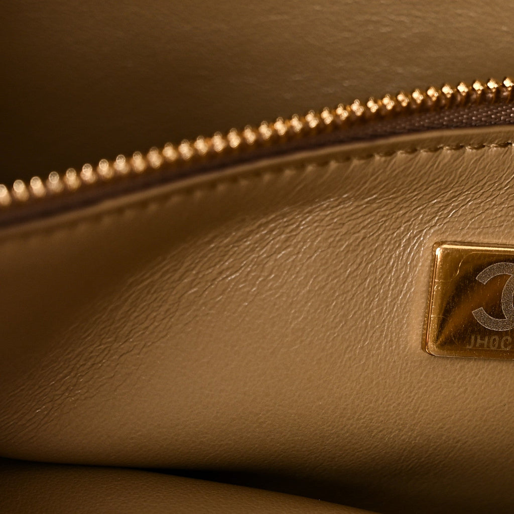 Suede Calfskin Small Souplissimo Maxi Flap Dark Beige