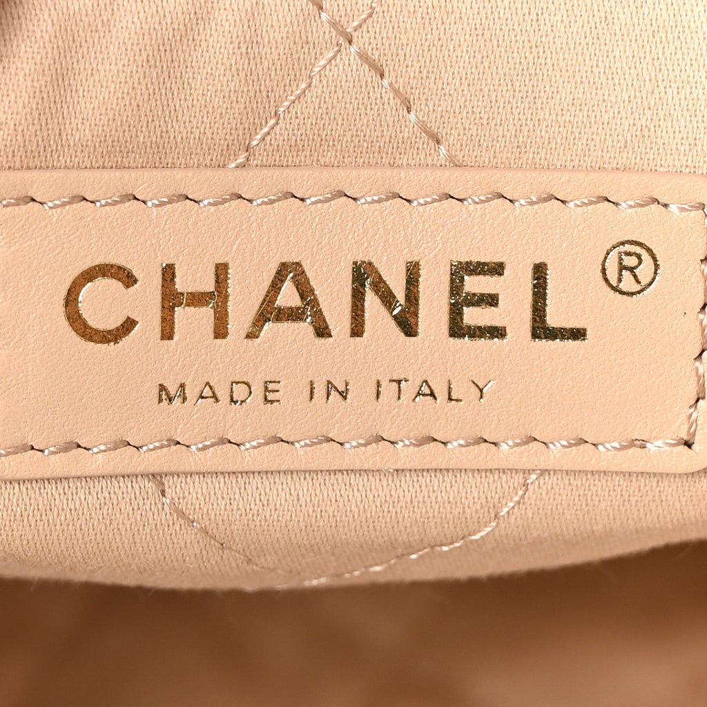 Shiny Calfskin Quilted Small Chanel 22 White Black