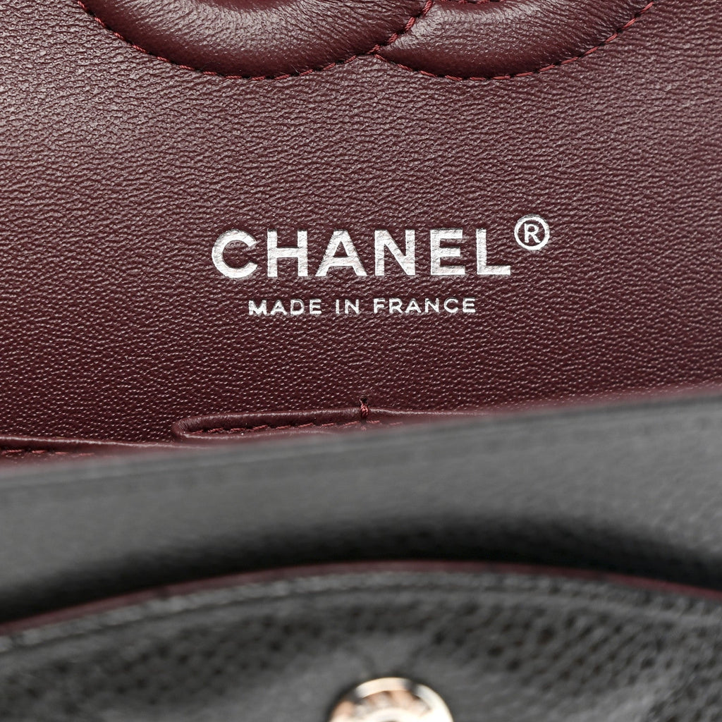 Caviar Quilted Medium Double Flap Black
