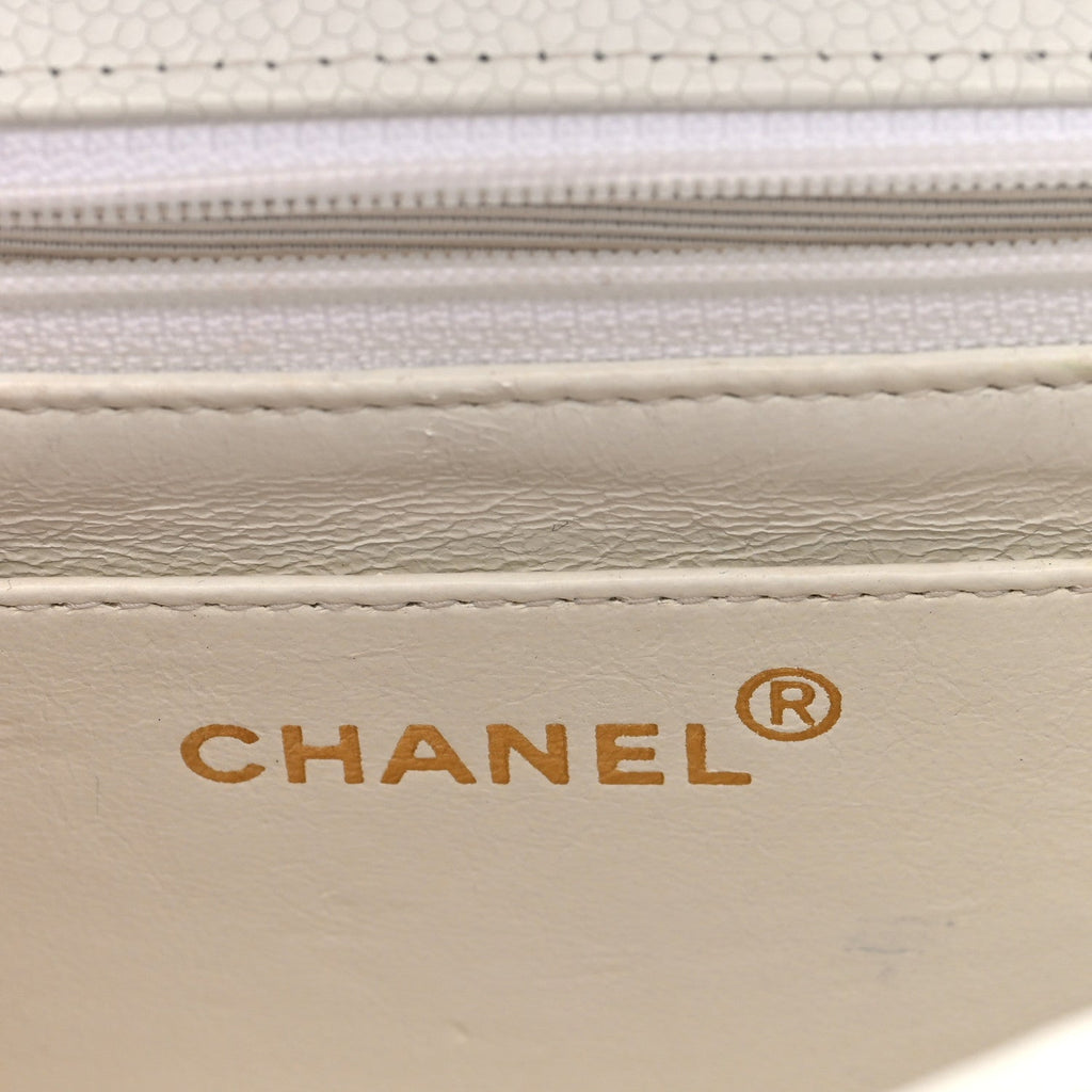 Caviar Quilted Medium Single Flap White