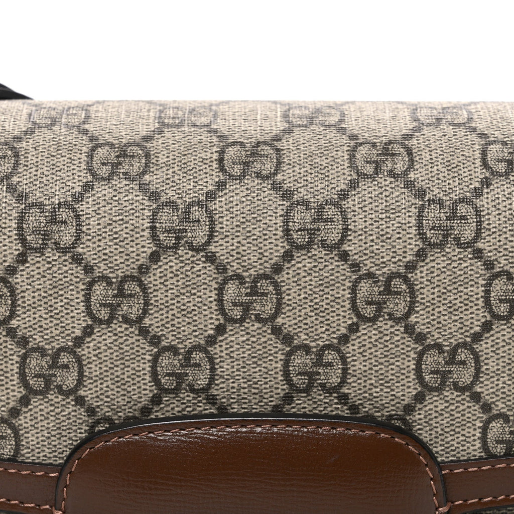 GG Supreme Monogram Horsebit 1955 Shoulder Bag Beige Brown Sugar