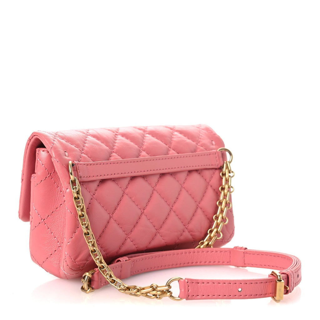 Aged Calfskin Quilted 2.55 Reissue Flap Belt Bag Pink