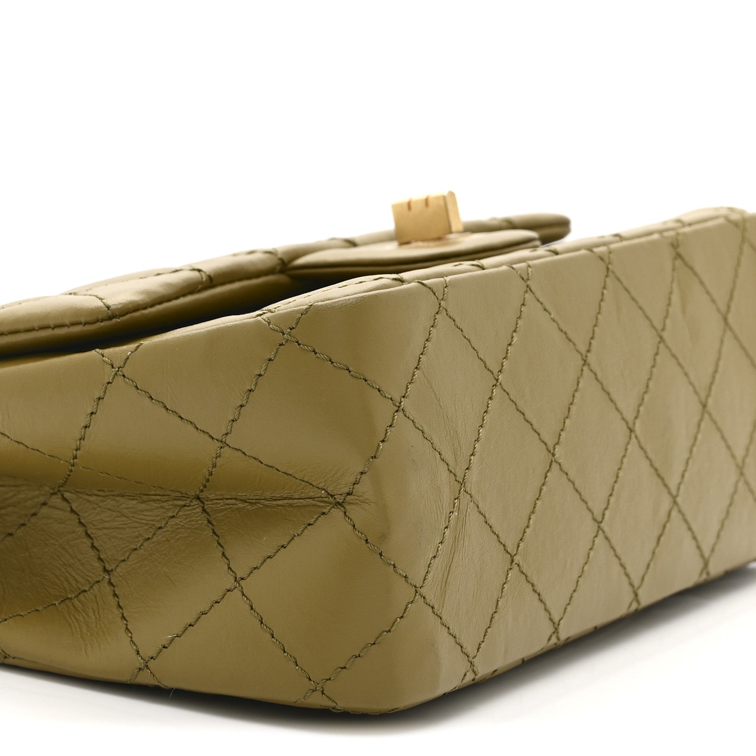 Aged Calfskin Quilted 2.55 Reissue 224 Flap  Khaki