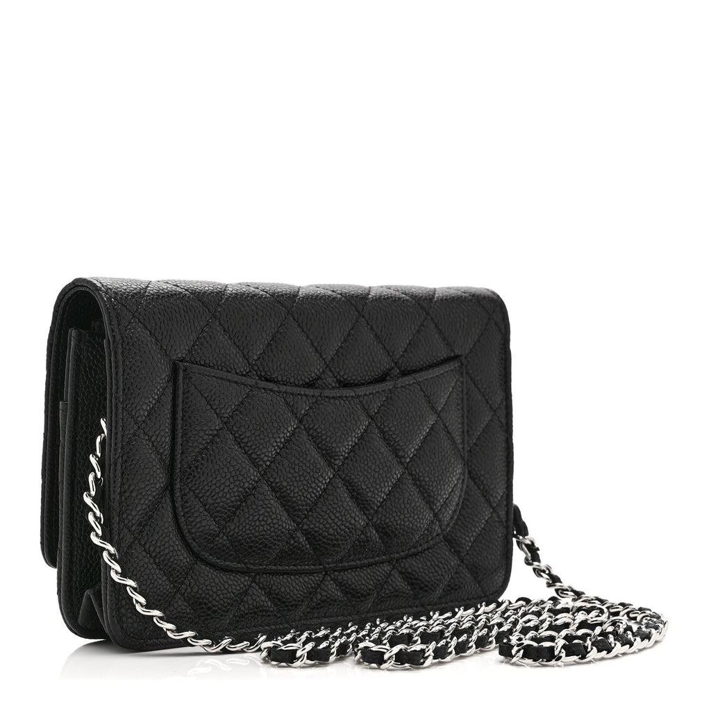Caviar Quilted CC Turnlock Wallet On Chain WOC Black