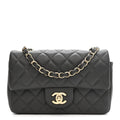 Lambskin Quilted Mini Rectangular Flap Dark Grey