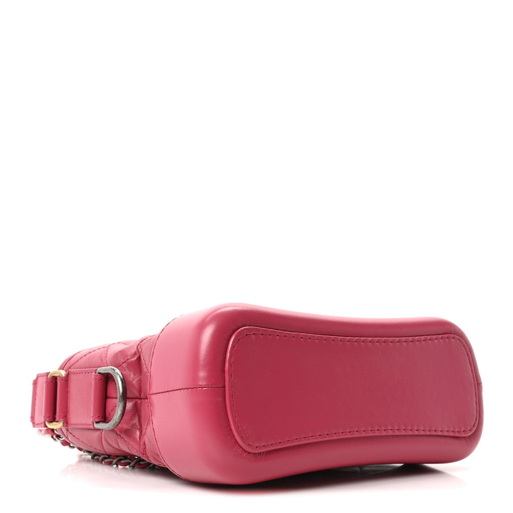 Aged Calfskin Quilted Small Gabrielle Hobo Fuchsia