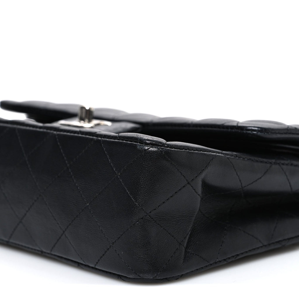 Lambskin Quilted Small Double Flap Black