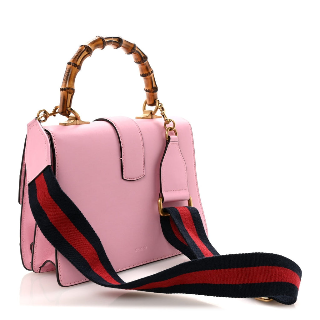 Moon Calfskin Web Medium Dionysus Bamboo Top Handle Bag Sugar Pink Blue Agata Hibiscus Red