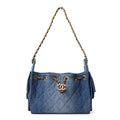 Washed Denim Quilted Mini Chanel 25 Handbag Blue