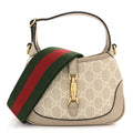GG Supreme Monogram Textured Dollar Calfskin Mini Jackie 1961 Hobo Beige Mystic White Oatmeal