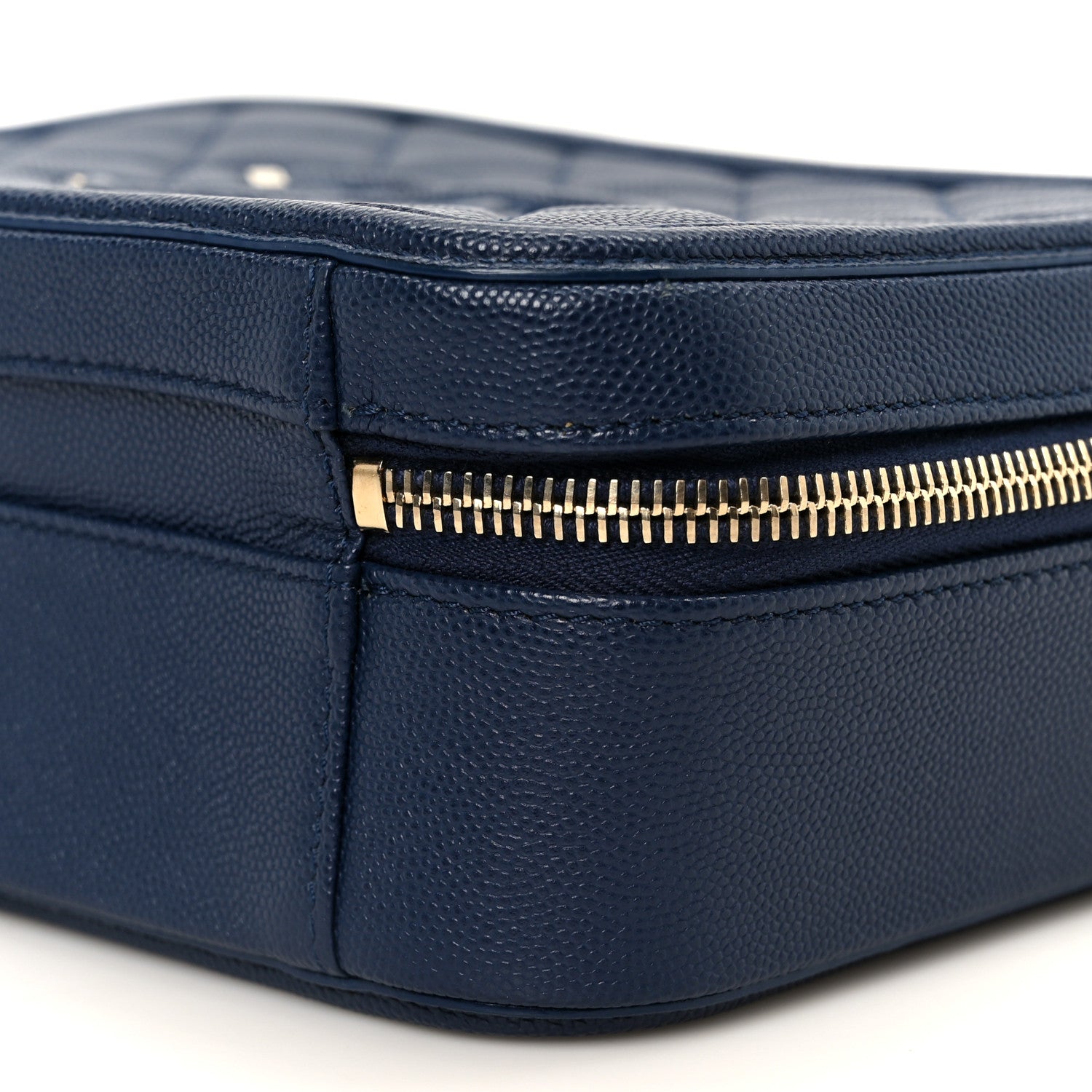 Caviar Quilted Medium CC Filigree Vanity Case Navy