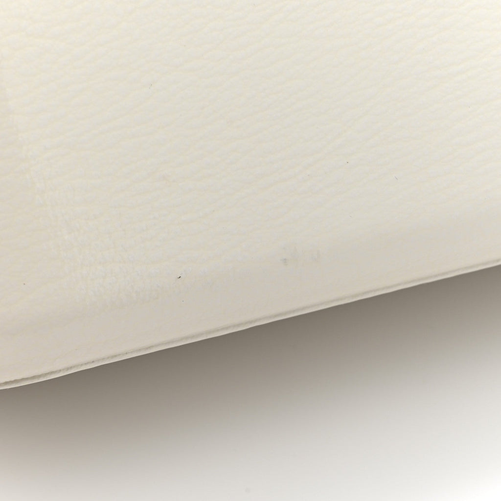 Patent Goatskin Quilted Medium Gabrielle Hobo White