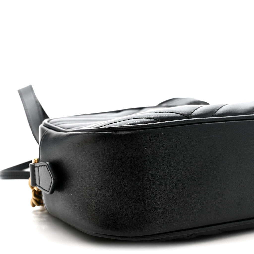 Calfskin Matelasse Small GG Marmont Chain Shoulder Bag Black