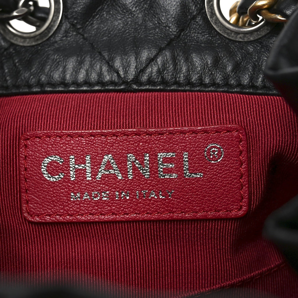 Aged Calfskin Quilted Small Gabrielle Backpack Black