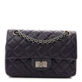 Aged Calfskin Quilted 2.55 Reissue Mini Flap Dark Purple