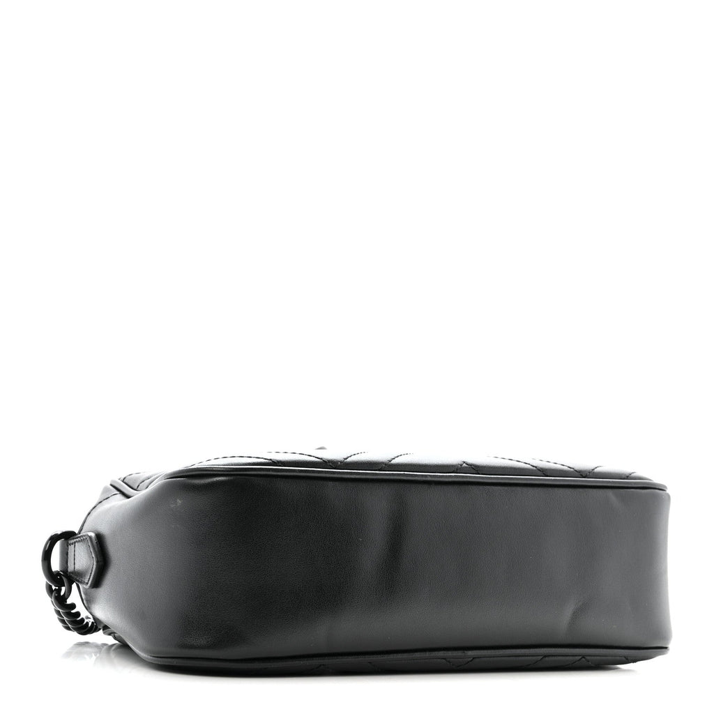 Calfskin Matelasse Monochrome Small GG Marmont Chain Shoulder Bag Black