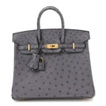 Ostrich Birkin 25 Gris Agate