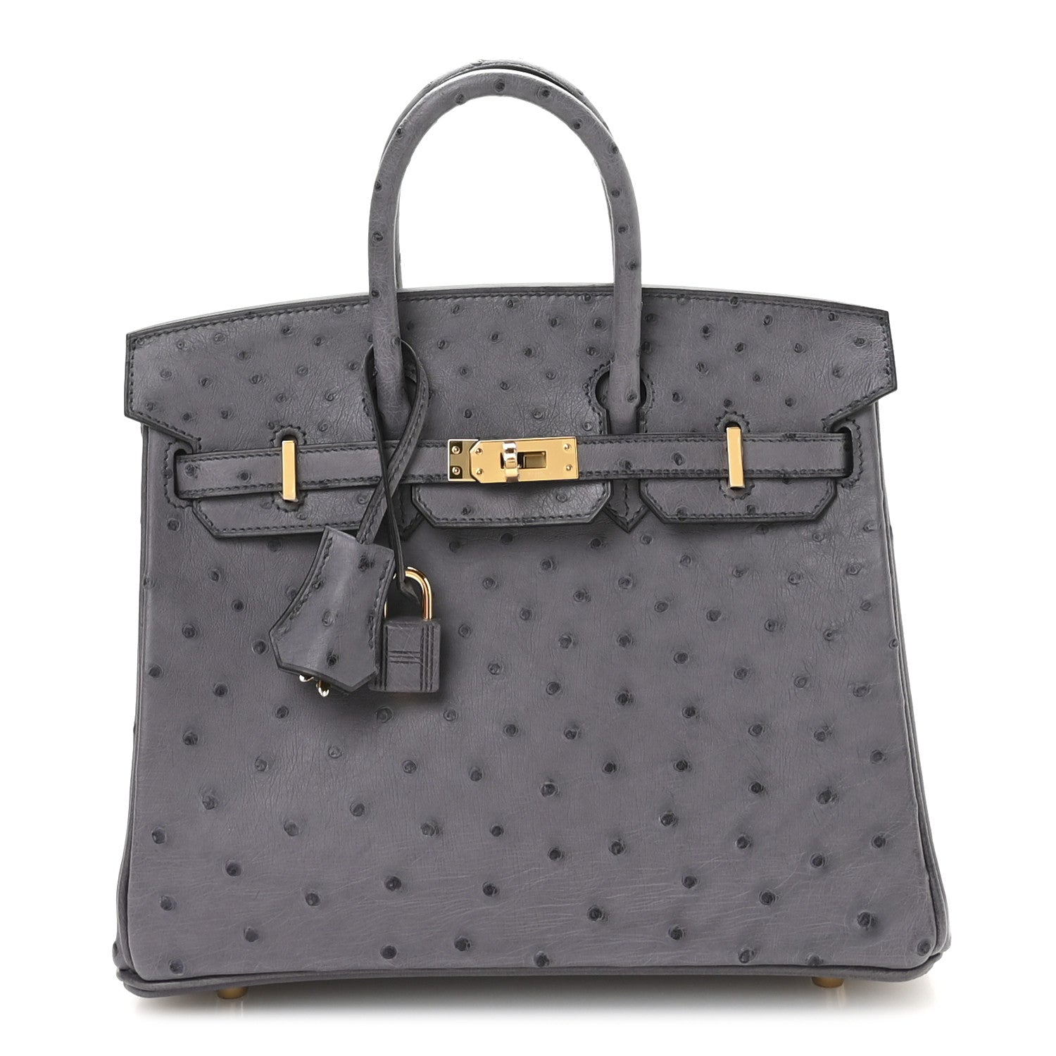 Ostrich Birkin 25 Gris Agate