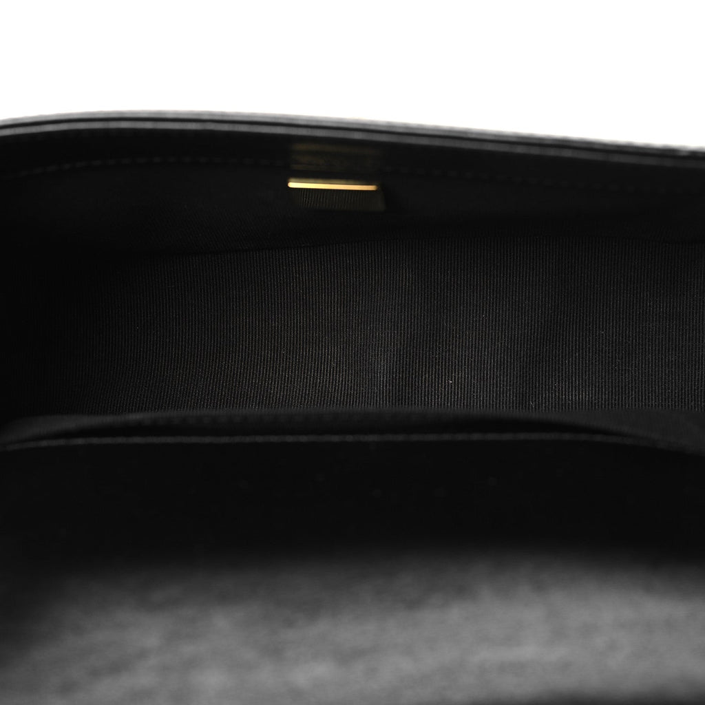 Metallic Glazed Calfskin Small Boy Flap Black Gold
