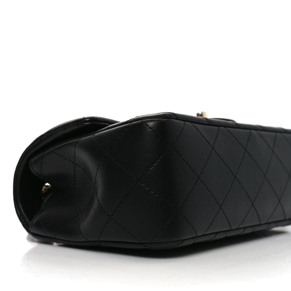 Lambskin Quilted Mini Rectangular Flap Black