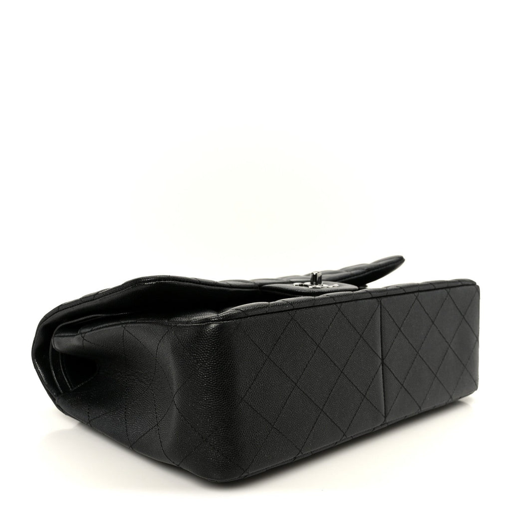 Iridescent Caviar Quilted Jumbo Double Flap Black