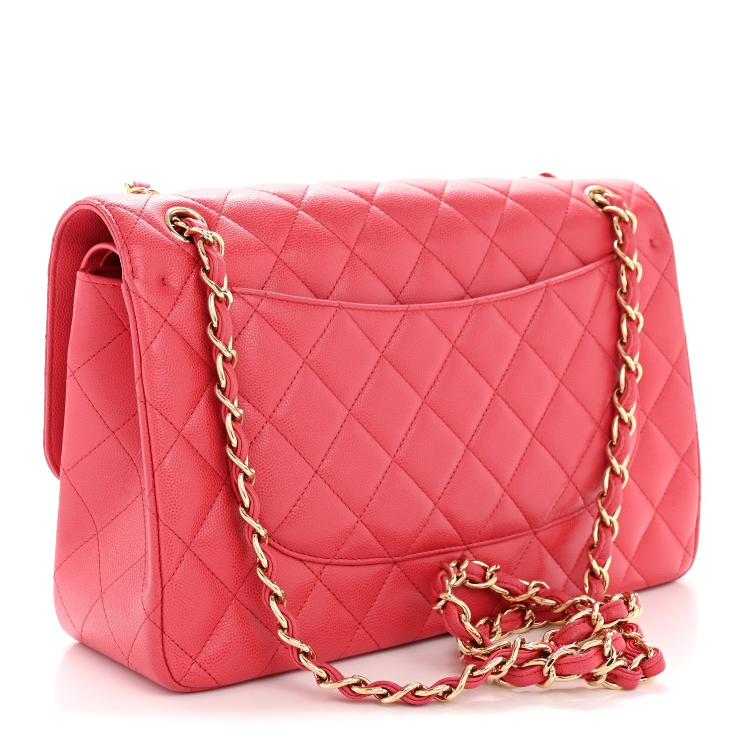 Caviar Quilted Jumbo Double Flap Dark Pink
