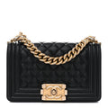 Caviar Quilted Small Boy Flap Black