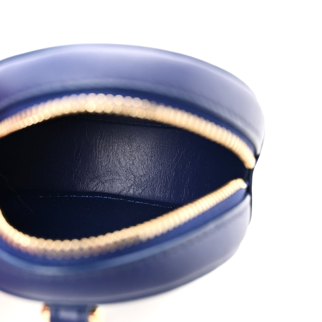 Calfskin Inflated Anagram Cookie Zip Coin Case Blue