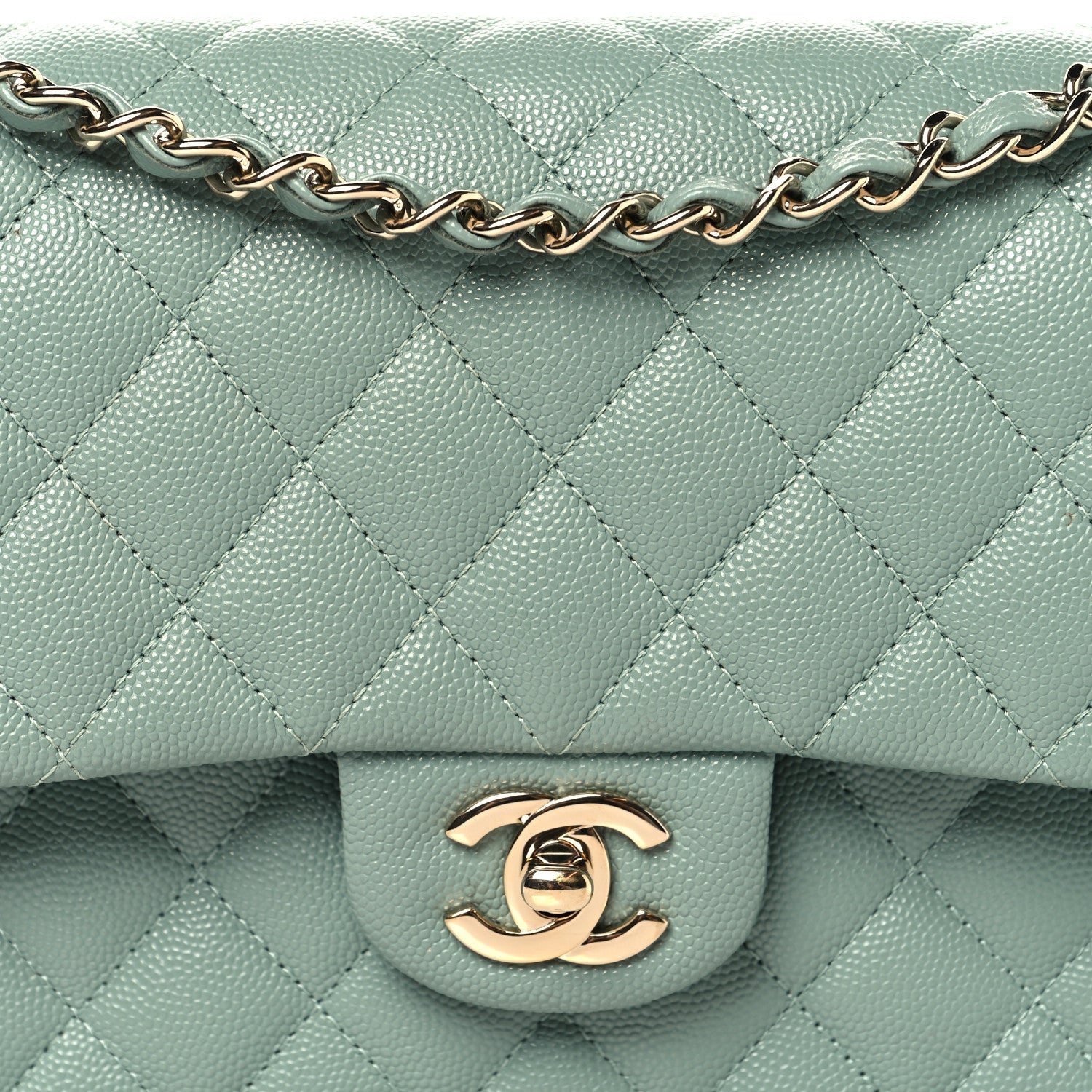 Caviar Quilted Medium Double Flap Dark Green