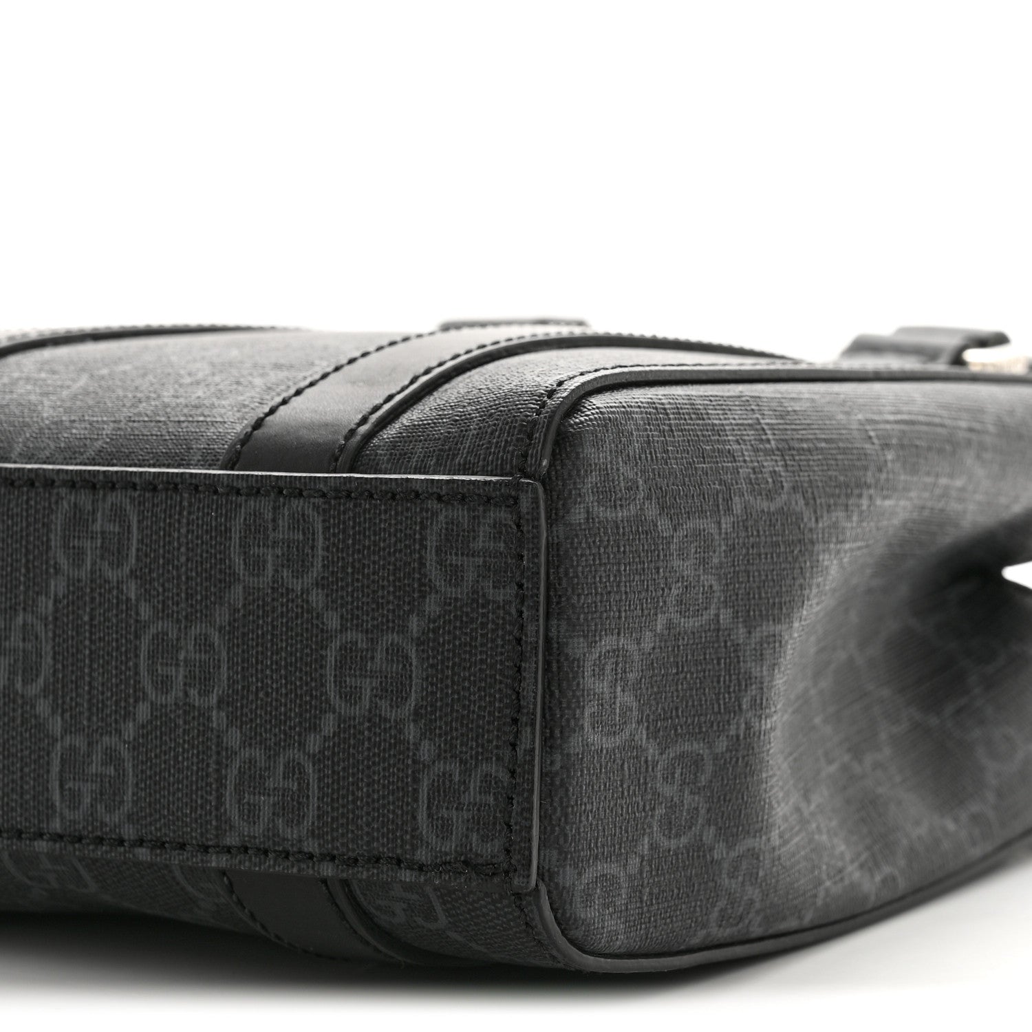 GG Supreme Monogram Appia Calfskin Web Mini Tote Bag Black