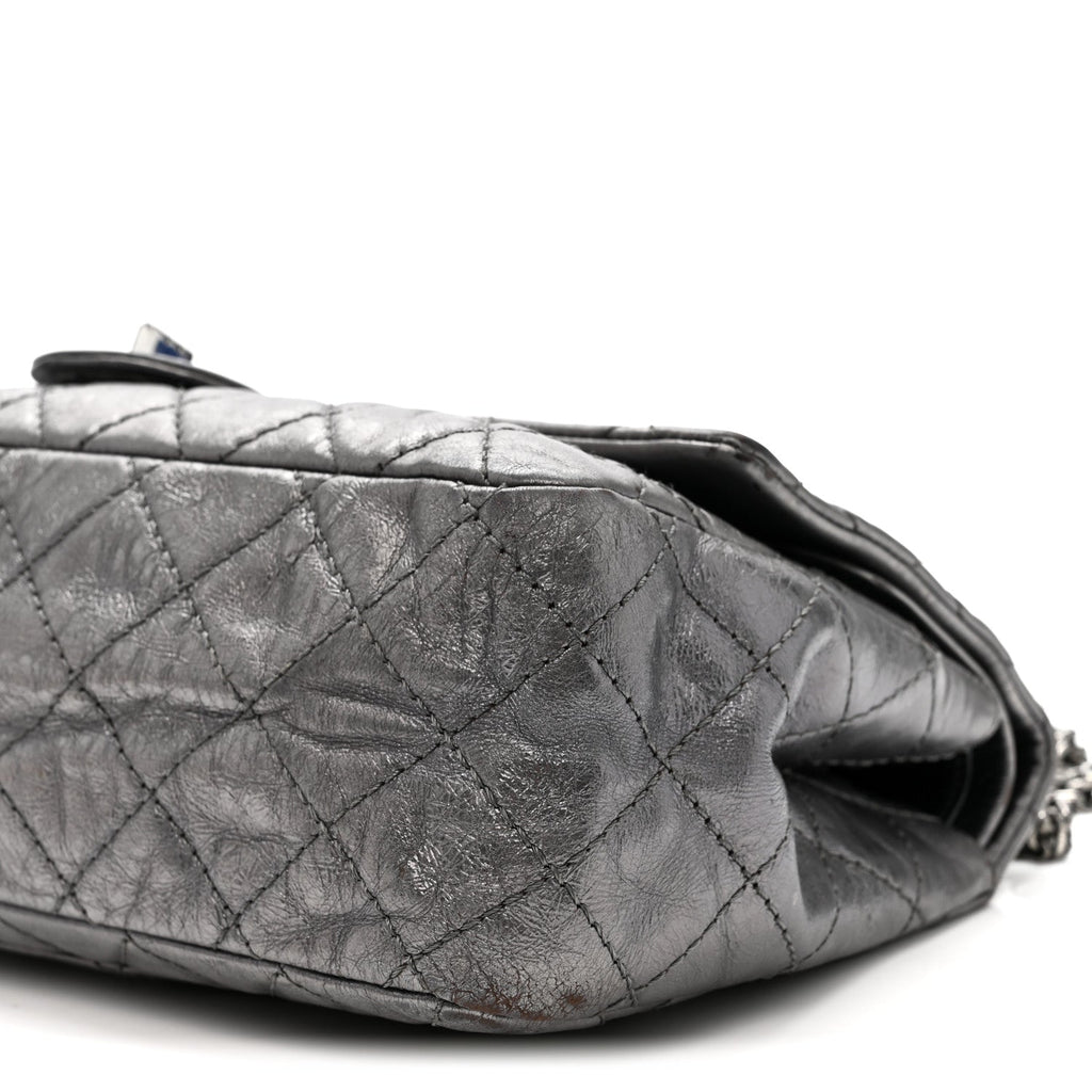 Metallic Aged Calfskin Quilted 2.55 Reissue 226 Flap Dark Silver
