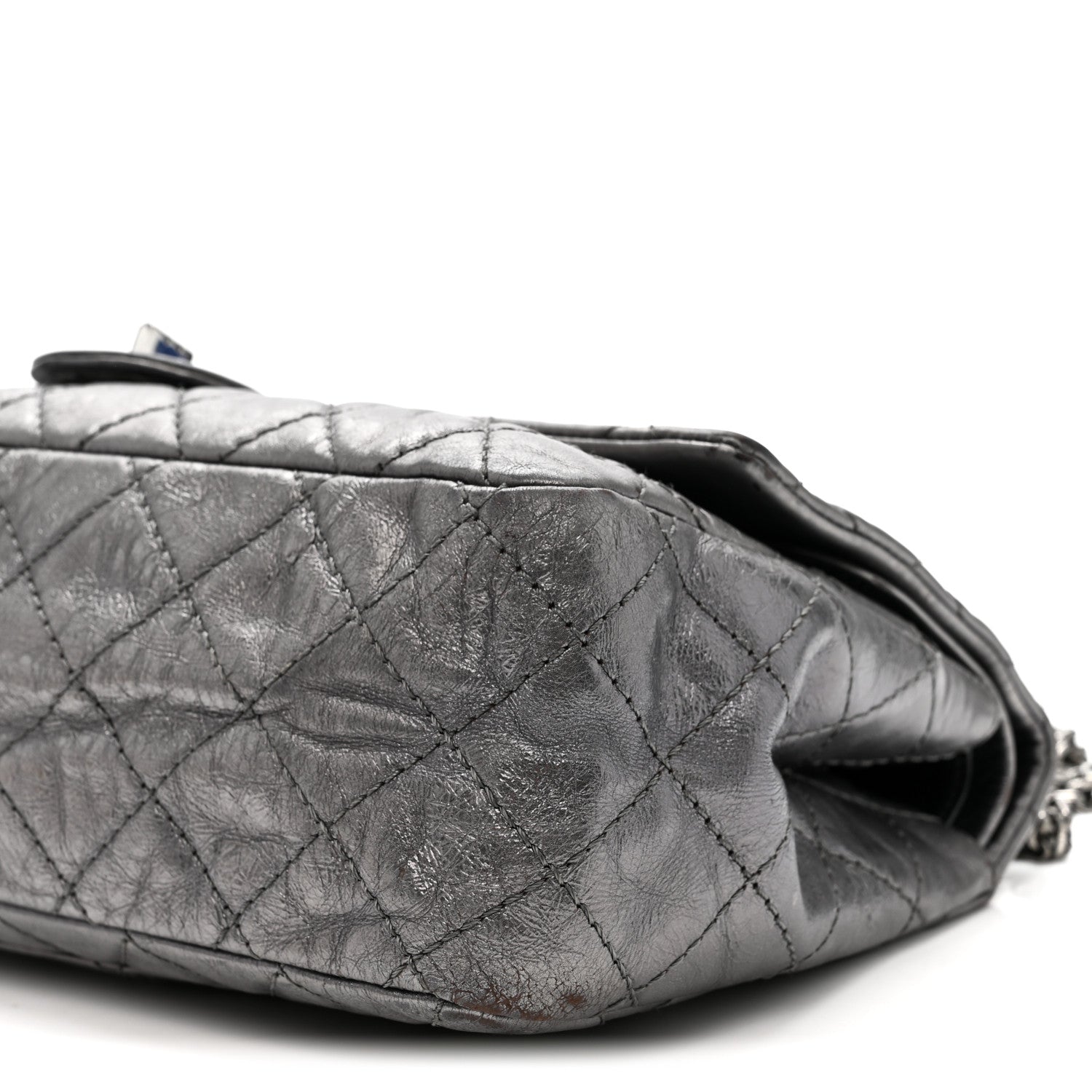 Metallic Aged Calfskin Quilted 2.55 Reissue 226 Flap Dark Silver