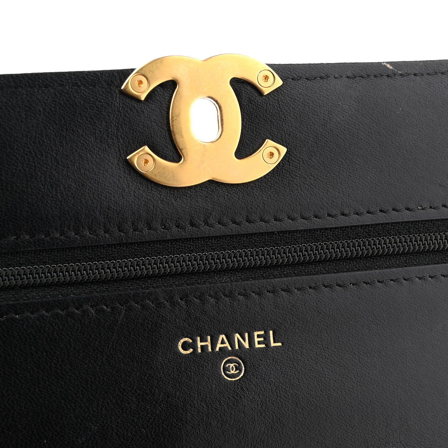Lambskin Quilted Chanel 19 Wallet On Chain WOC Black