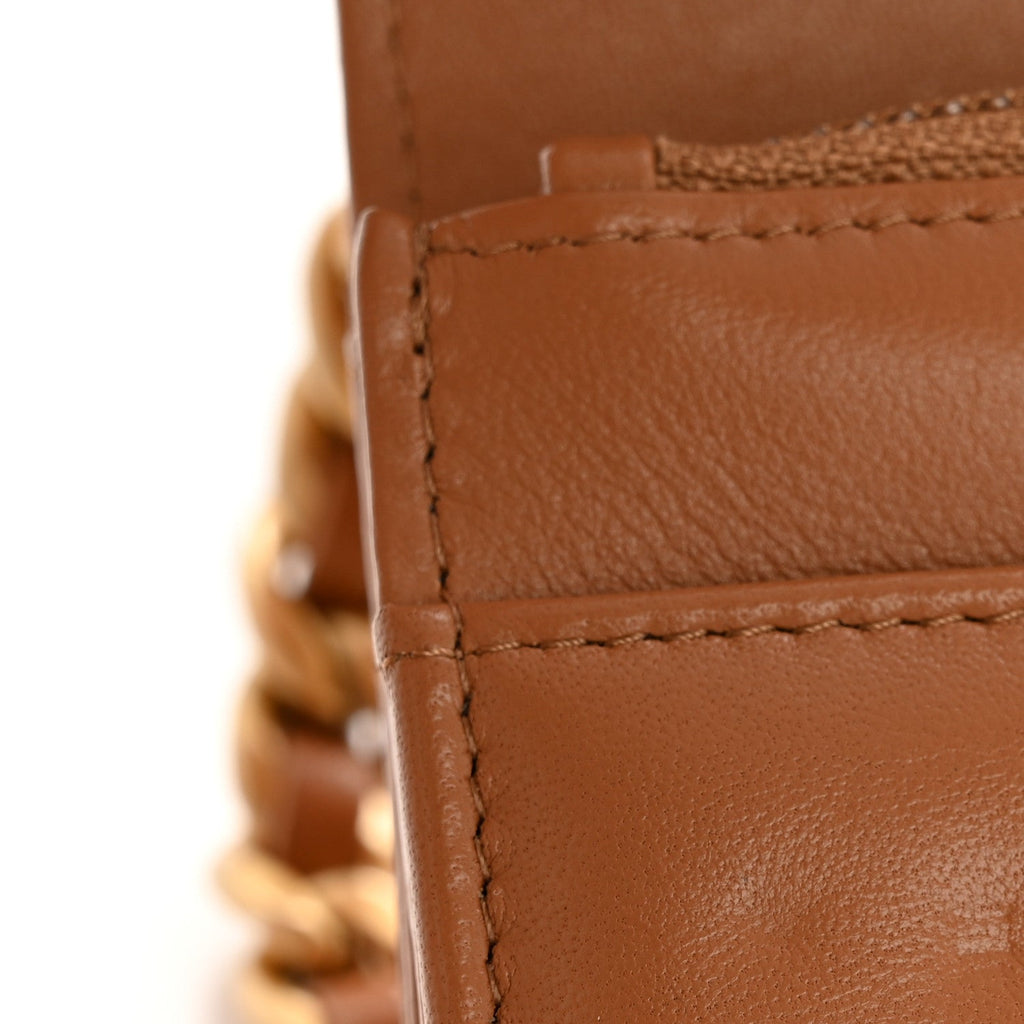Lambskin Quilted Chanel 19 Wallet On Chain WOC Brown